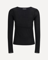 Sweater long-sleeve with V-open neckline - BLACK | Base Blu
