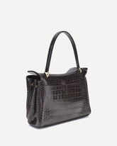 Borsa a Spalla Rodeo in pelle stampa coccodrillo  - NERO | Base Blu