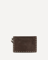 Clutch Rockstud media in suede - MARRONE | Base Blu