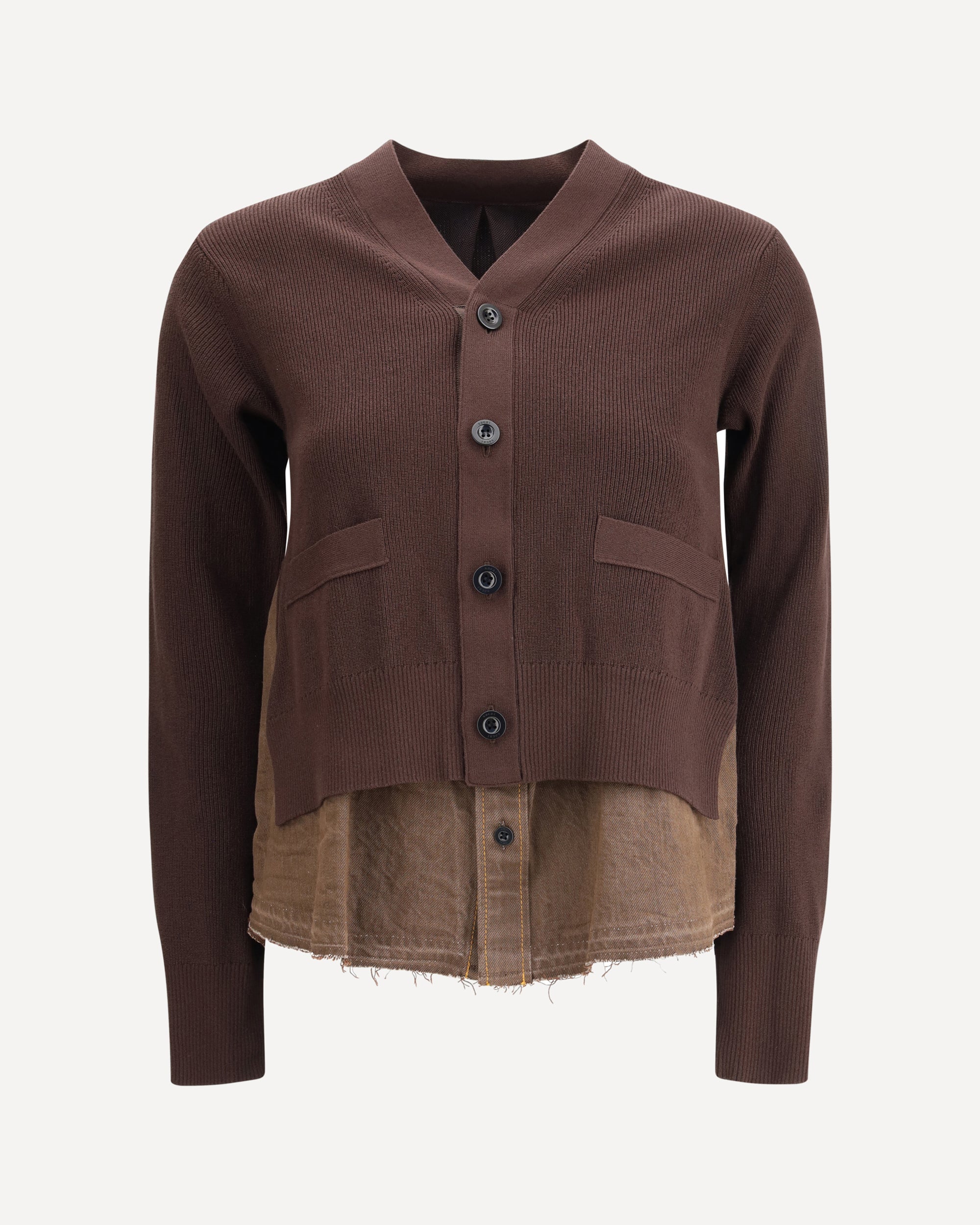 Sacai Suiting Knit Cardigan サイズ1 sacai: Black Suiting Mix Knit Cardigan | SSENSE