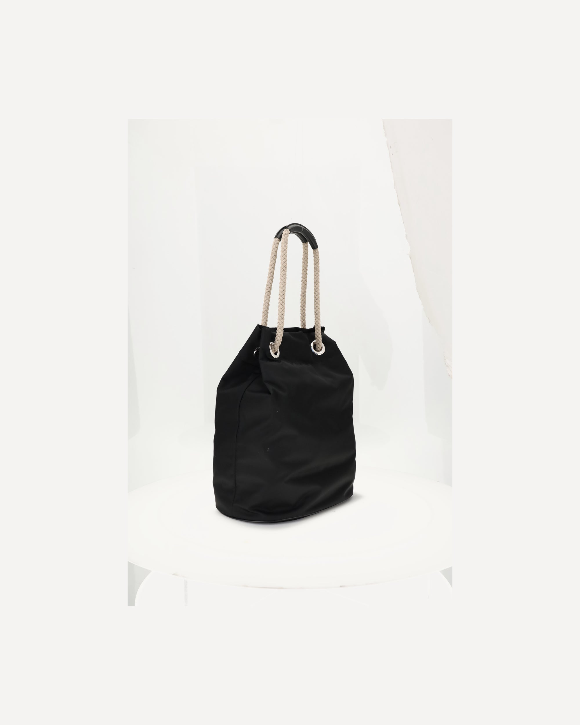 PRADA Medium Mariner Re-Nylon Bucket Bag BLACK Base Blu