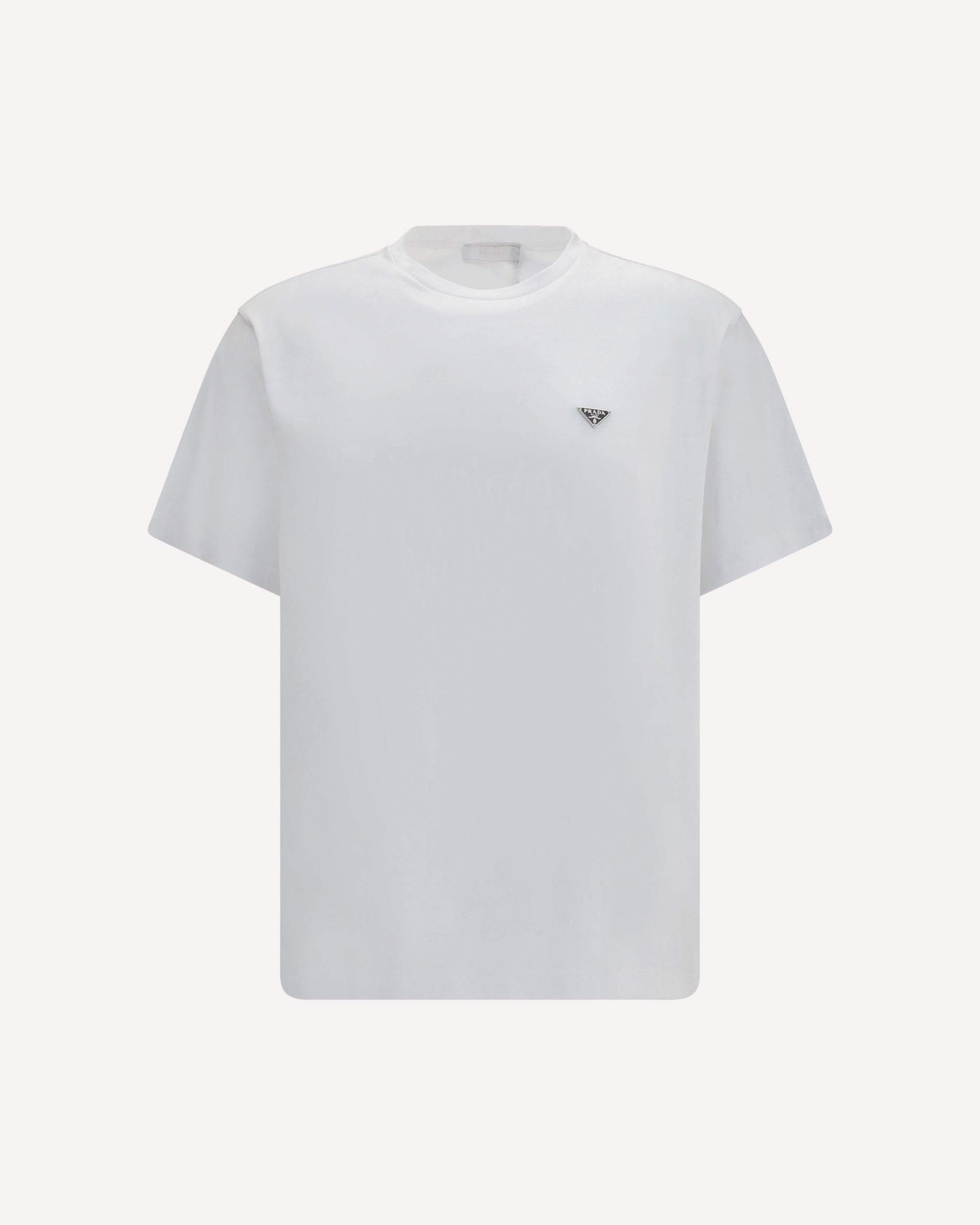 PRADA Cotton T-shirt with triangle logo WHITE | Base Blu