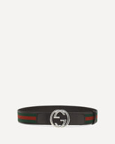 Reversible Belt with Interlocking GG buckle - BLACK | Base Blu