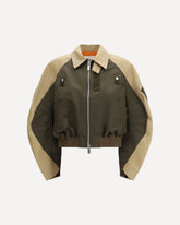 Cotton and nylon Bomber Jacke - GREEN | Base Blu