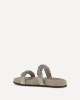Laurel leaf monili-embellished Slides - GREY | Base Blu