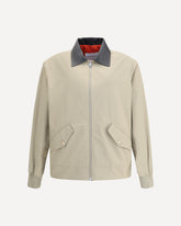 Giacca Harrington in cotone con dettagli in pelle - BEIGE | Base Blu