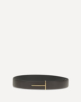 Grain Leather Slim T reversible Belt - BROWN | Base Blu