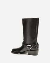 Leather buckle snkle Boots - BLACK | Base Blu