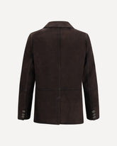 Giacca monopetto in pelle scamosciata - MARRONE | Base Blu