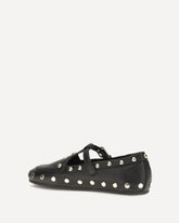 Mary Jenny studded Ballerinas in pebbled leather - BLACK | Base Blu