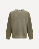 Journey unisex Crew neck in garment-dyed cotton fleece - GREEN | Base Blu