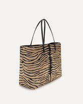 Borsa Shopping Roll media con stampa tigrata - BEIGE | Base Blu