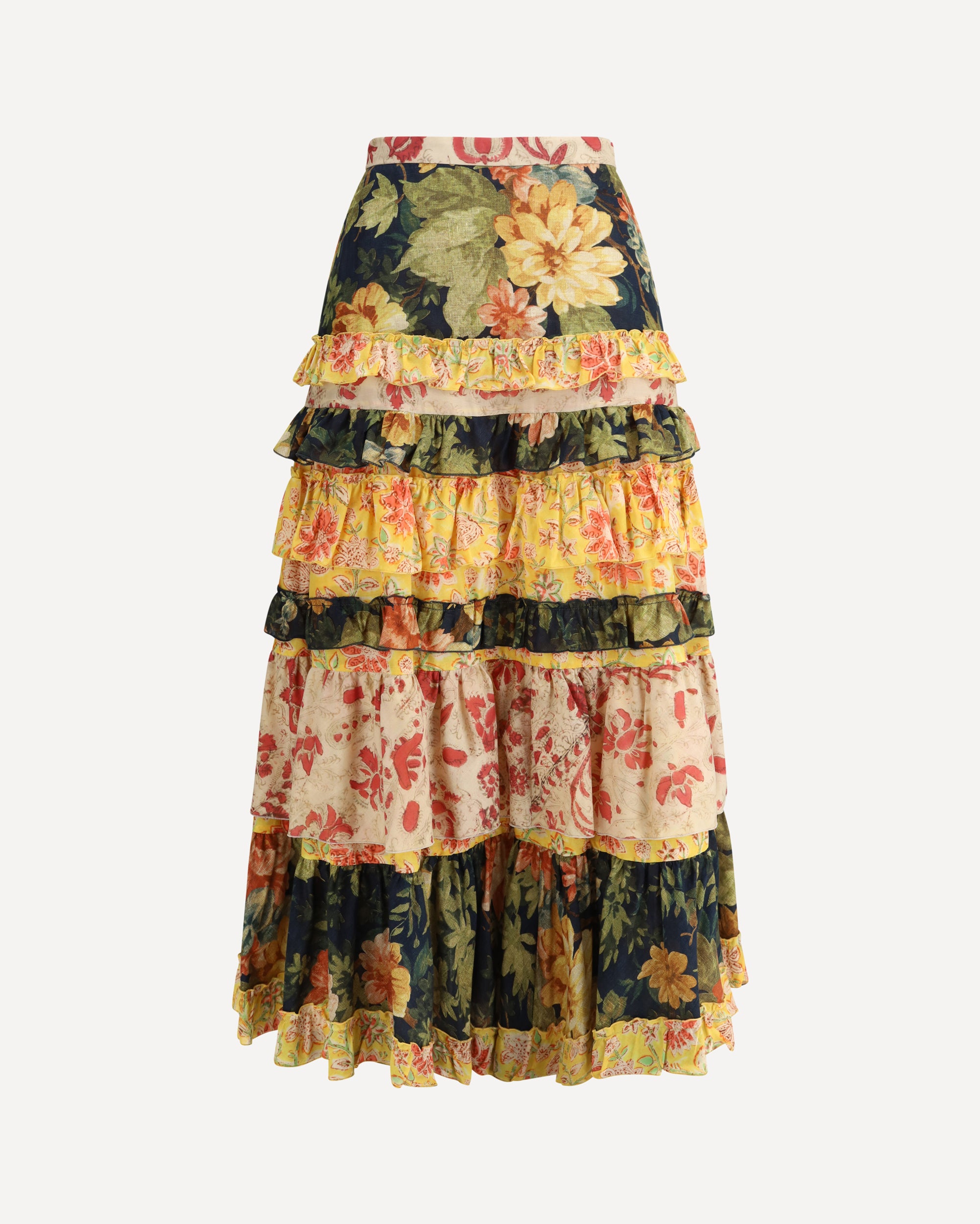 VALENTINO Long flounce Skirt MULTICOLOUR | Base Blu