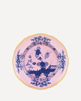 Piatto da dessert in porcellana Collezione Oriente Italiano - ROSA | Base Blu