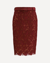 Guipure lace midi Skirt - BORDEAUX | Base Blu