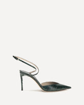 Crocodile-print leather Pumps - GREEN | Base Blu