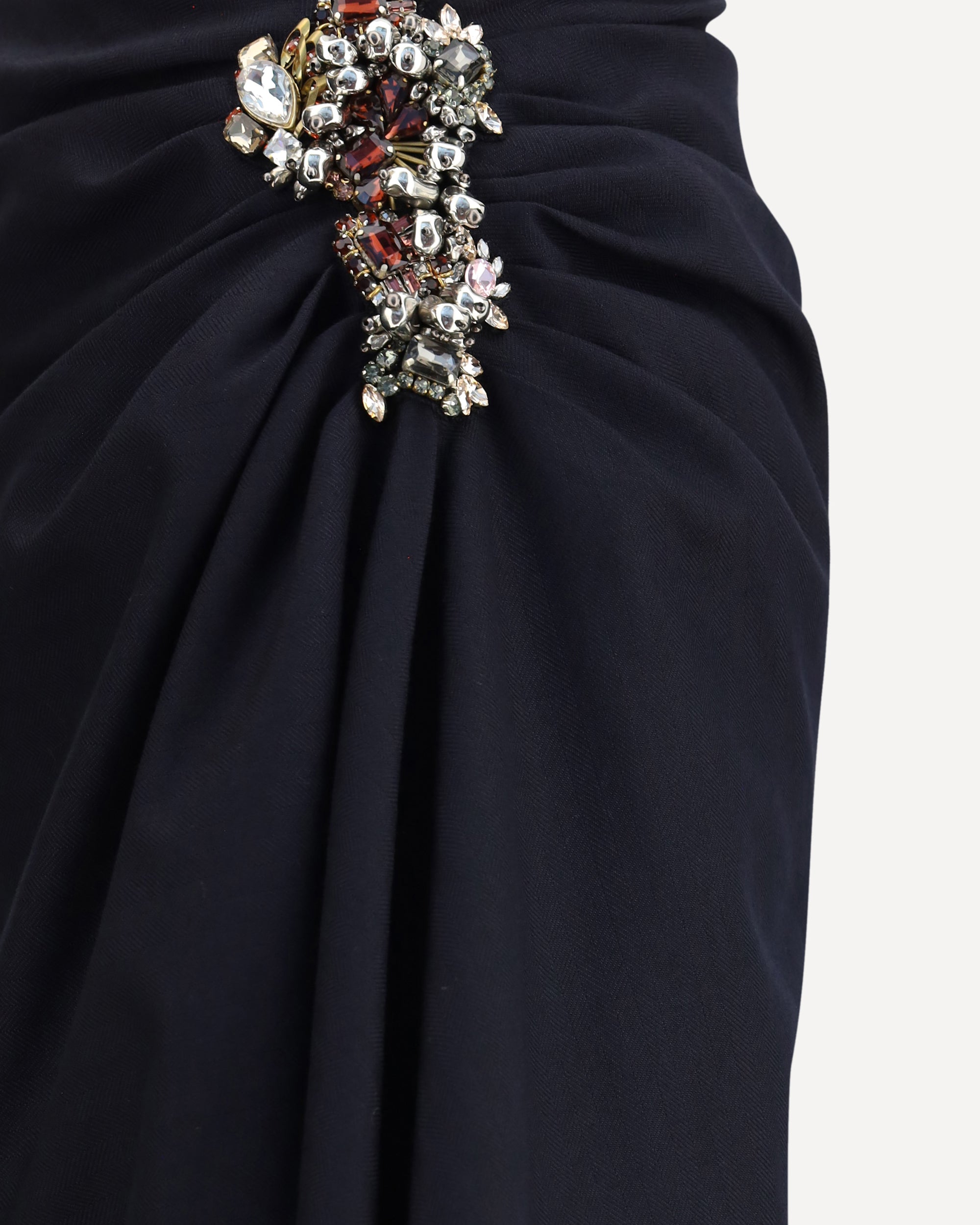 DRIES VAN NOTEN Sovora Blue midi Skirt with lateral jewel