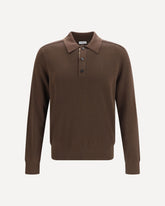 Polo a maniche lunghe in lana - MARRONE | Base Blu