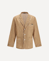 Vestaglia vanity a camicia in tessuto rigato froissé - BEIGE | Base Blu