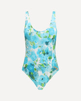 Aquatic flowers print One-piece Swimsuit - LIGHT BLUE | Base Blu