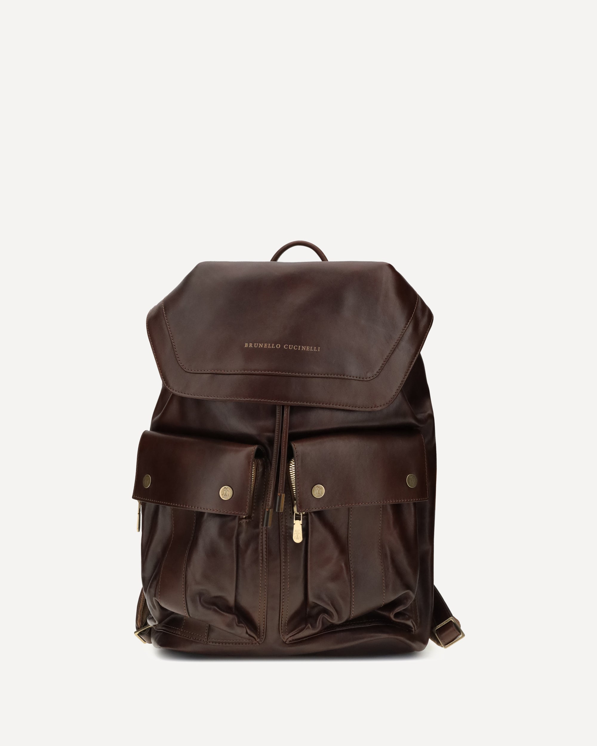 BRUNELLO CUCINELLI Leather Backpack BROWN | Base Blu