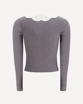 Lace collar knit Top - GREY | Base Blu