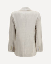 Double-Breasted Jacket in linen and lurex with jewel buttons - SILVER | Base Blu