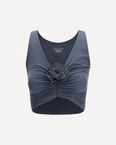 Ruched Flower Top - GREY | Base Blu