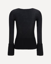 Merino wool crewneck Top - BLACK | Base Blu