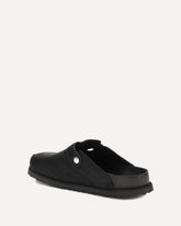 Pony hair Boston Mules with regular fit - BLACK | Base Blu