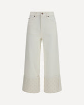 T Monogram Contrast Cuff Straight-Leg Jeans - WHITE | Base Blu