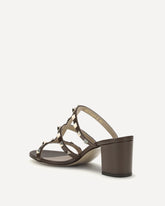 Rockstud Slider Sandals - BROWN | Base Blu