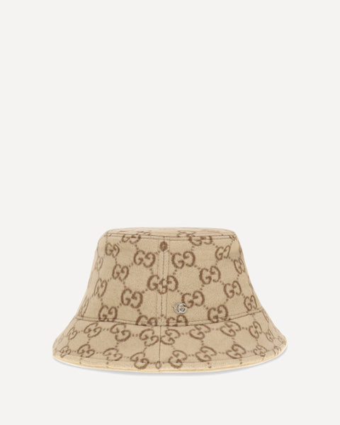 GUCCI GG jacquard wool Bucket Hat BEIGE | Base Blu
