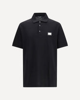 Cotton piqué Polo Shirt - BLACK | Base Blu
