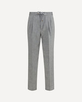 Herringbone linen and wool Pants - GREY | Base Blu
