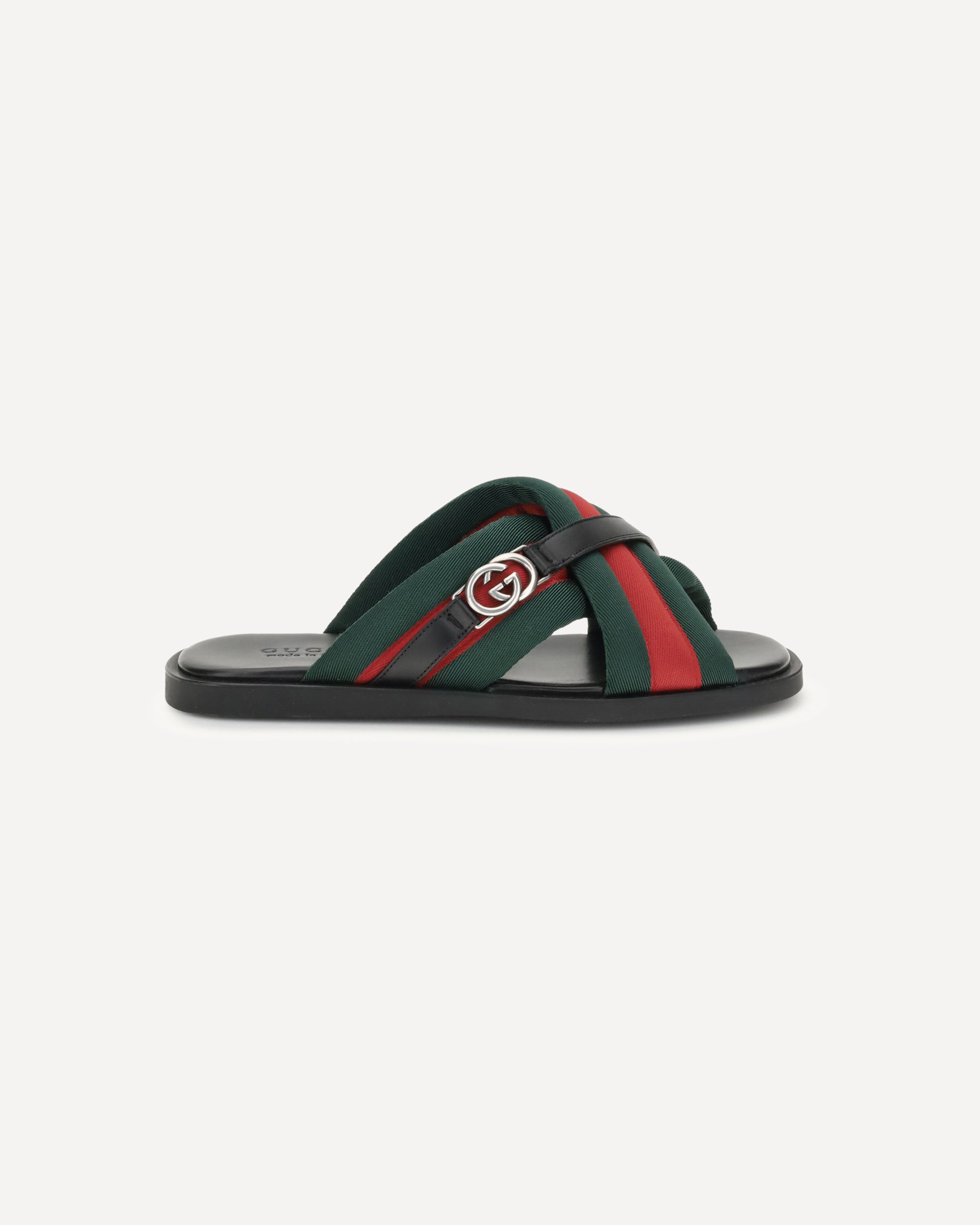GUCCI Sandali con nastro Web e Incrocio GG NERO Base Blu