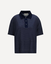 Cotton Striped Ami de Coeur Polo - BLUE | Base Blu