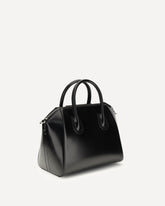Antigona small leather Box Handbag - BLACK | Base Blu