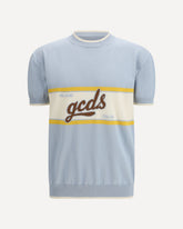 Logo script crewneck with short sleeves - LIGHT BLUE | Base Blu