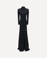 Long evening Dress with long sleeves - BLACK | Base Blu