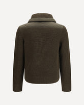Padded wool Cardigan with zip - BROWN | Base Blu