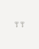 Crystal bow pearl Earrings - SILVER | Base Blu