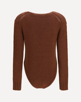 Cable-knit wool Bodysuit - BROWN | Base Blu