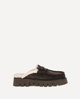 Savy Shearling Mules - BROWN | Base Blu