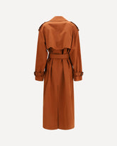 Belted double-breasted Coat - BROWN | Base Blu