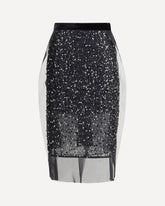 Sequin Embroidery Skirt - BLACK | Base Blu