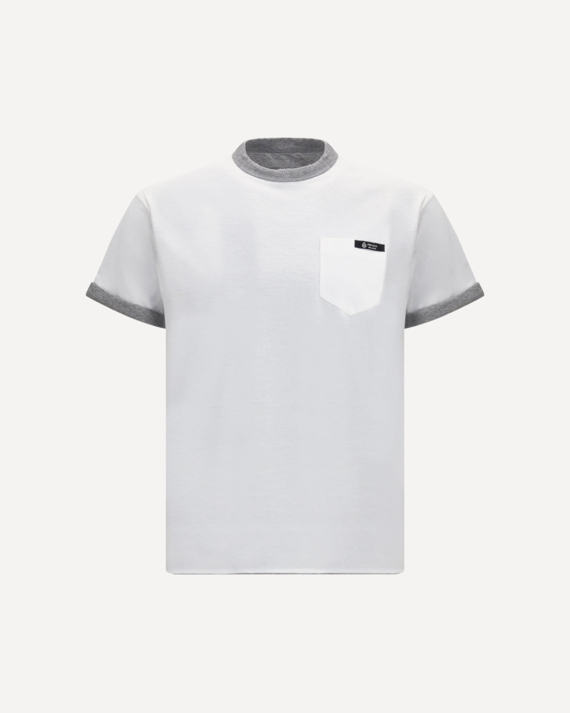 Logo T T Shirt Uomo Prada PRADA Reversible Cotton T-shirt WHITE