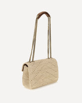 Small raffia Loulou Shoulder Bag - BEIGE | Base Blu