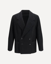 Short double-breasted wool and alpaca Coat - BLACK | Base Blu