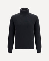 Maglione a collo alto con logo ricamato - NERO | Base Blu